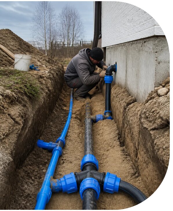Монтаж наружного водопровода на участке под ключ в Канаше